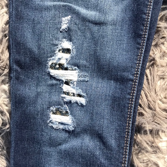 White House Black Market Distressed Sequin Jeans - Picture 6 of 8